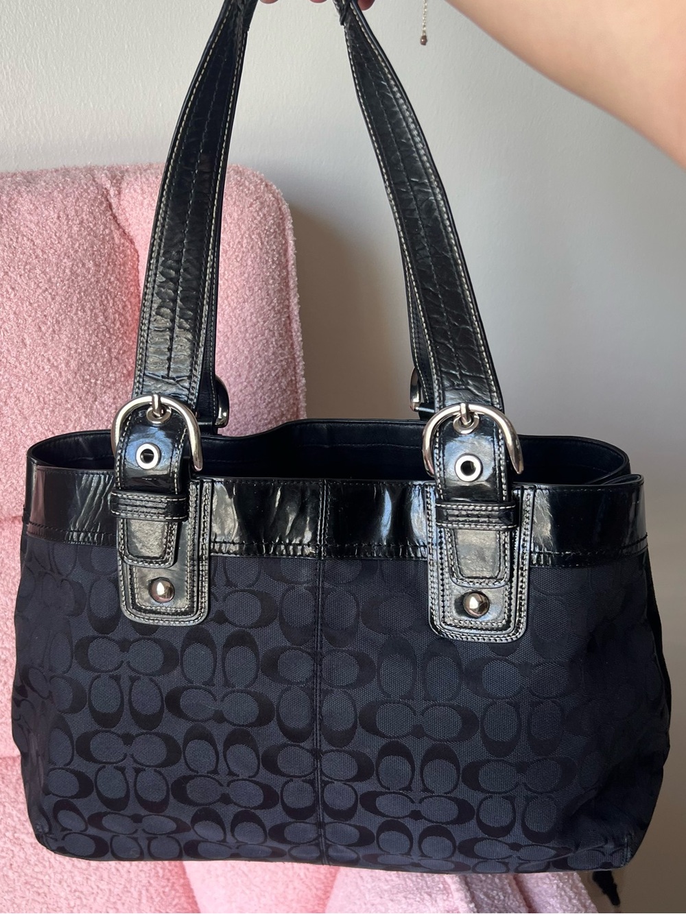 Vintage Coach Soho Pleated Signature Jacquard Tote